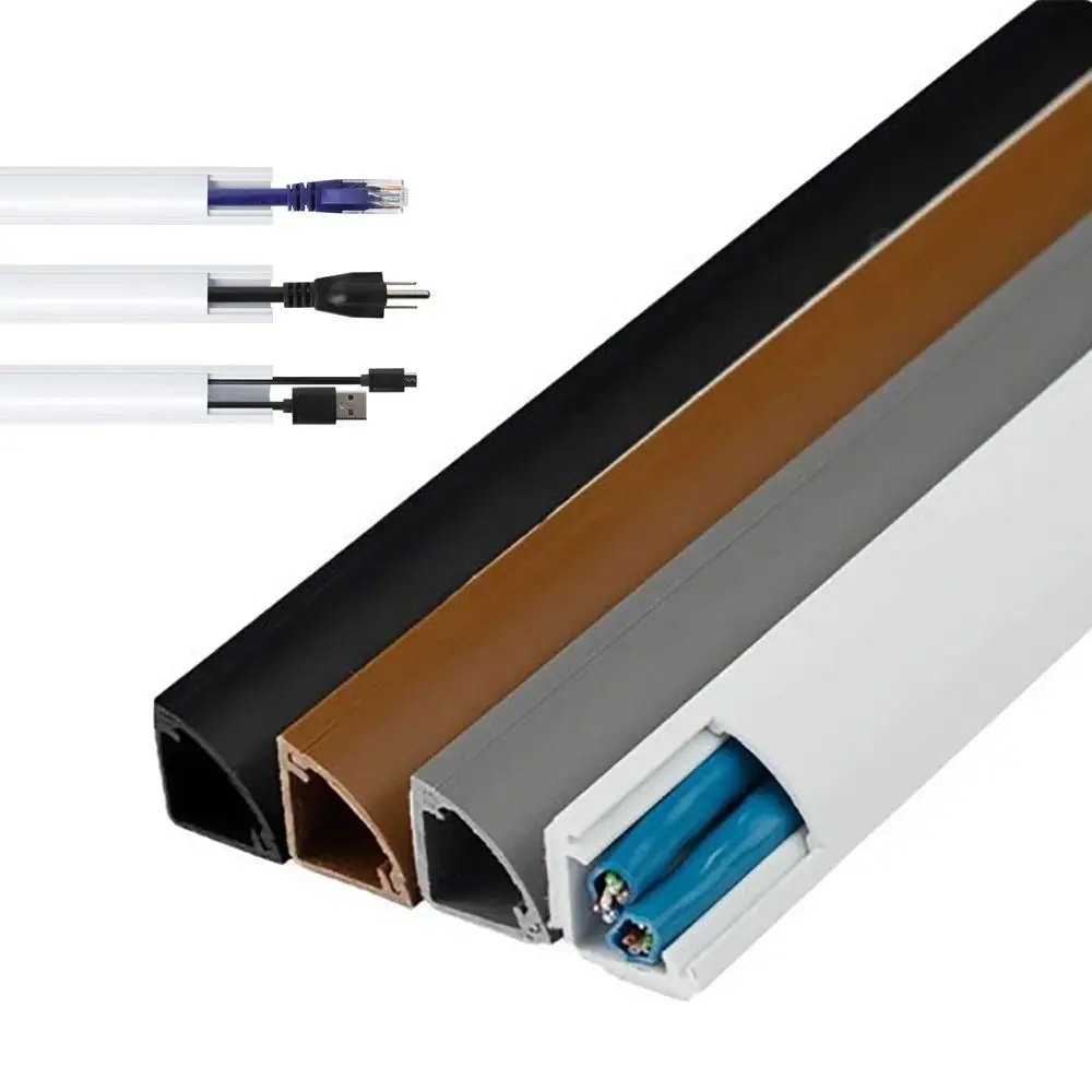 Paintable Corner Cable Concealer Triangle 100cm Cable Hider PVC Self Adhesive Cable Management Channel Baseboard Ceiling