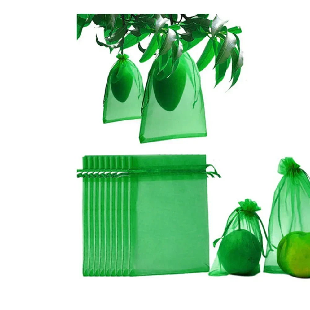 Fruit Protection Mesh Bag Nylon Mesh Bag With Drawstring Reusable Grape Grow Bag Strawberry Cover Mesh Bag For Pest Control