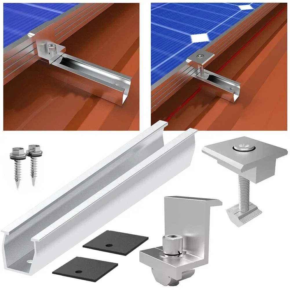 Solar Panel Mount Bracket Rails Clamp Fastening Module Mount Mounting PV Photovoltaic Solar Power Supplies Trapezoidal Ro