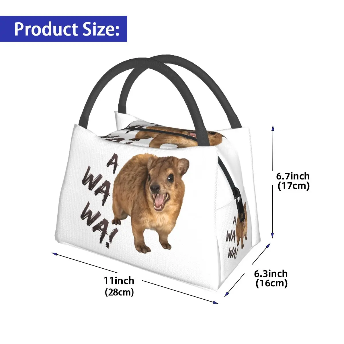 Awawa Angry Screaming Rock Hyrax Meme Lunch Bag for Women Bento Storage Food Boxes Container Cooler Thermal Lunch Box Tote