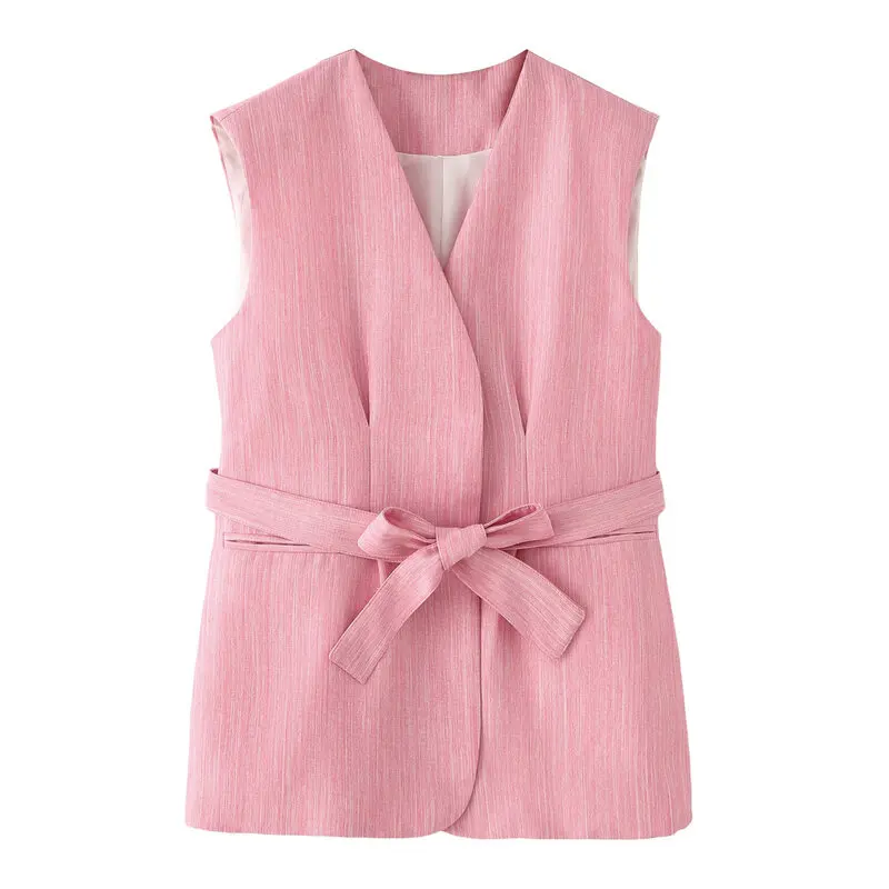 Estate 2025 Gilet da donna in rayon di bambù Faionable e pantaloni lunghi Set versatile abbottonato ort Sve V Ne Set due pezzi