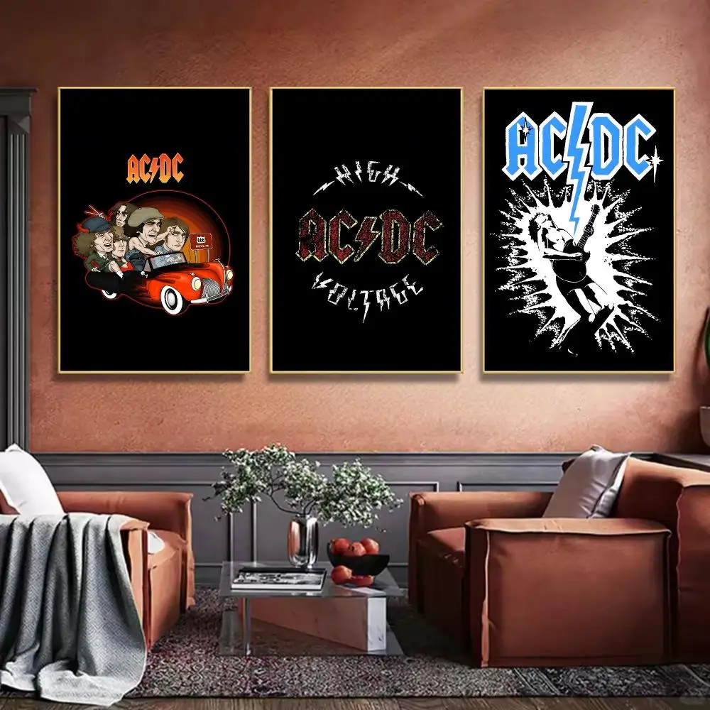 Classic cool band D-Ac Dc Painting Calligraphy HD Canvas Art Print Wall Decor for Bars Coffee Shops Clubs Rooms