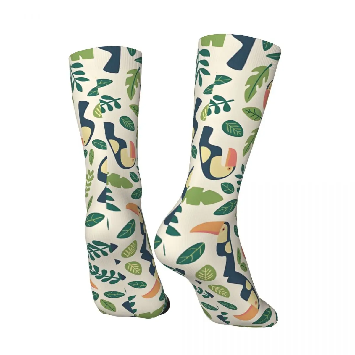 Retro Toucans Men's compression Socks Unisex Harajuku Pattern Printed Novelty Crew Sock