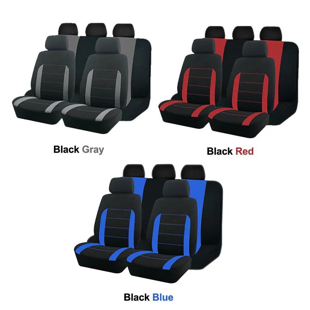 Universal Polyester Fabric Car Seat Covers Double Color Crimping Airbag Compatible Fit For Most Car Suv Truck Van