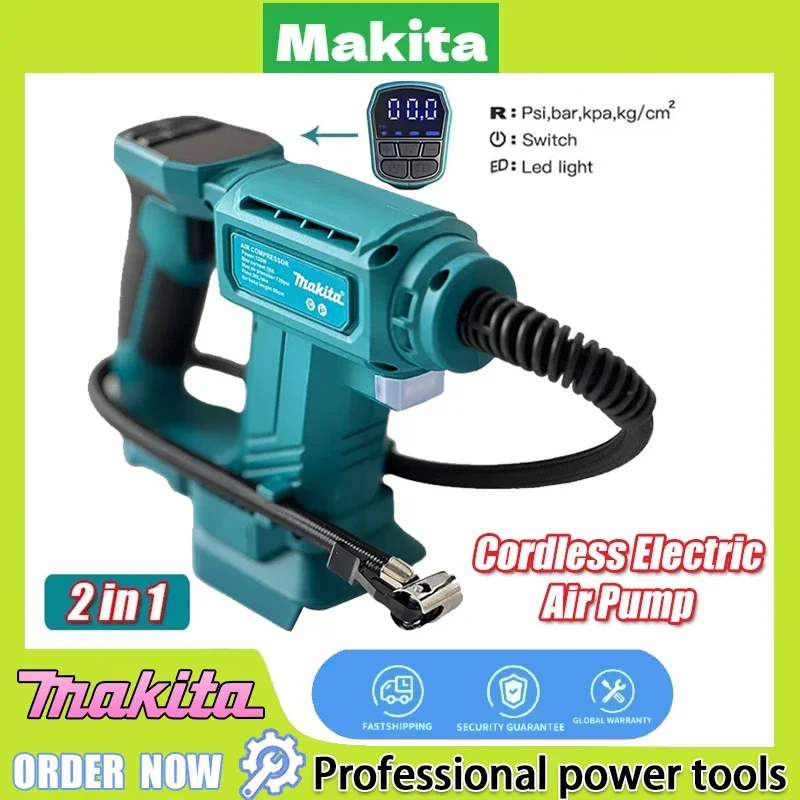 

Makita с цифровым дисплеем, надувной беспроводной воздушный насос, портативный автомобильный насос для накачивания шин, воздушный компрессор, насос для лучшего 18 В