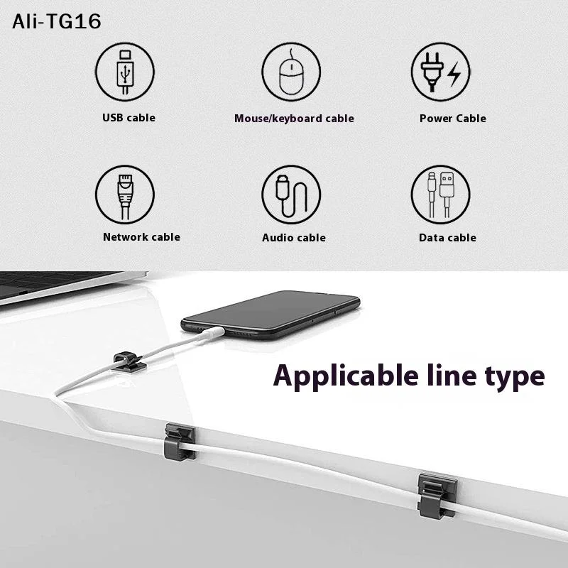 【AO1】20/40Pcs Cable Management Clips Organizer Drop Wire Holder Cord Self-Adhesive Cable Manager Fixed Clamp Winder Clips Attach
