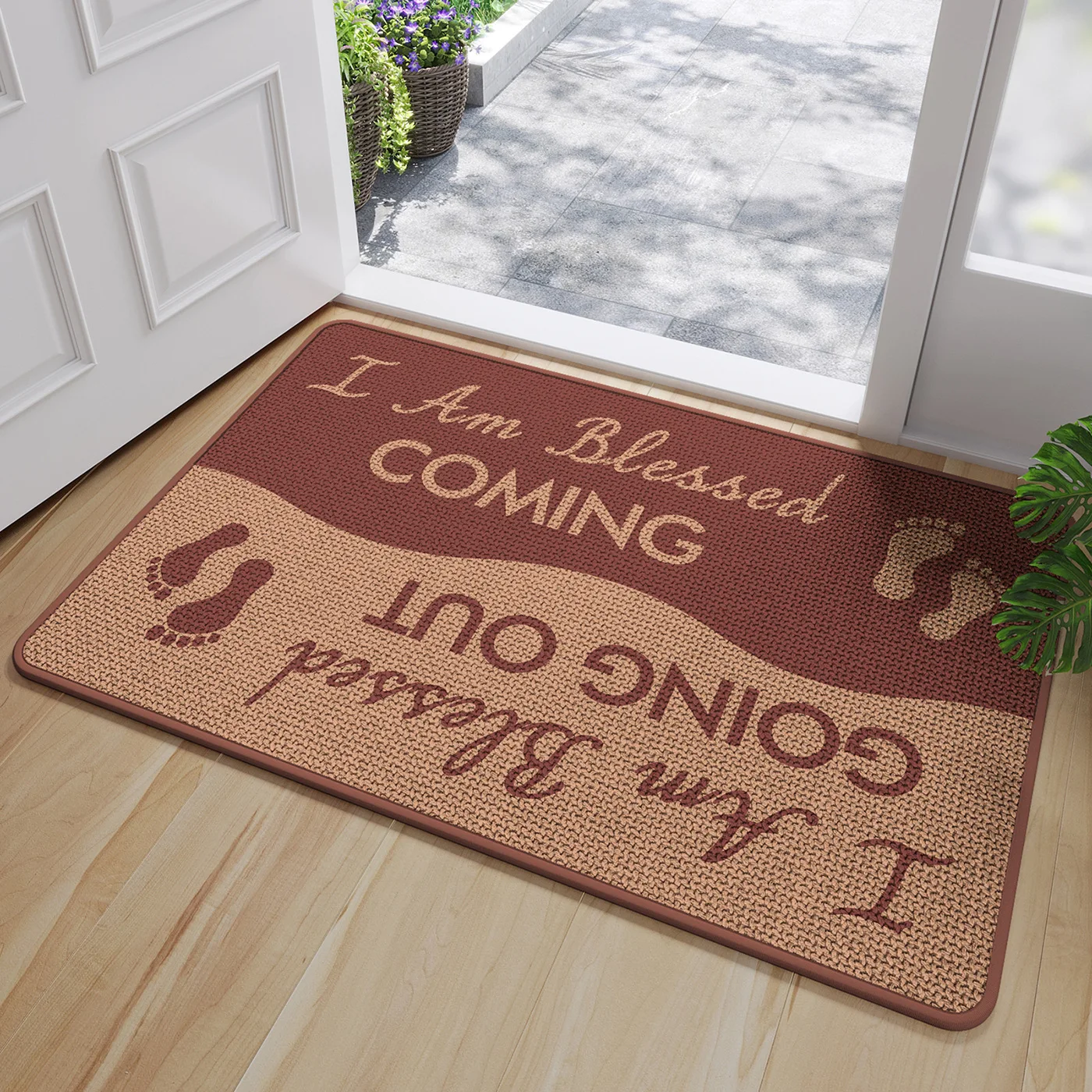 Vintage Text Print Linen Doormat, Entrance Mat for Outdoor Indoor, Dust Dirt Trapper Water Absorbent, Non-Slip Rubber Backing