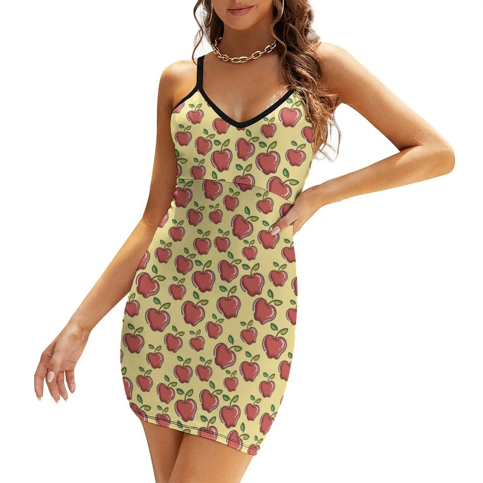 

Red, Shiny Apples Pattern Sling Dress Dress for girls summer dresses ladies 2025 women dresses