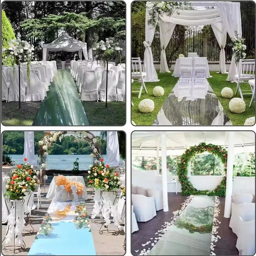 10 Stück Hochzeitsbühnenläufer, Bodenläufer, Spiegelteppich, Hochzeitssaal, weiche silberne Spiegel, Hochzeitsgang-Wanddekoration – Detail 5