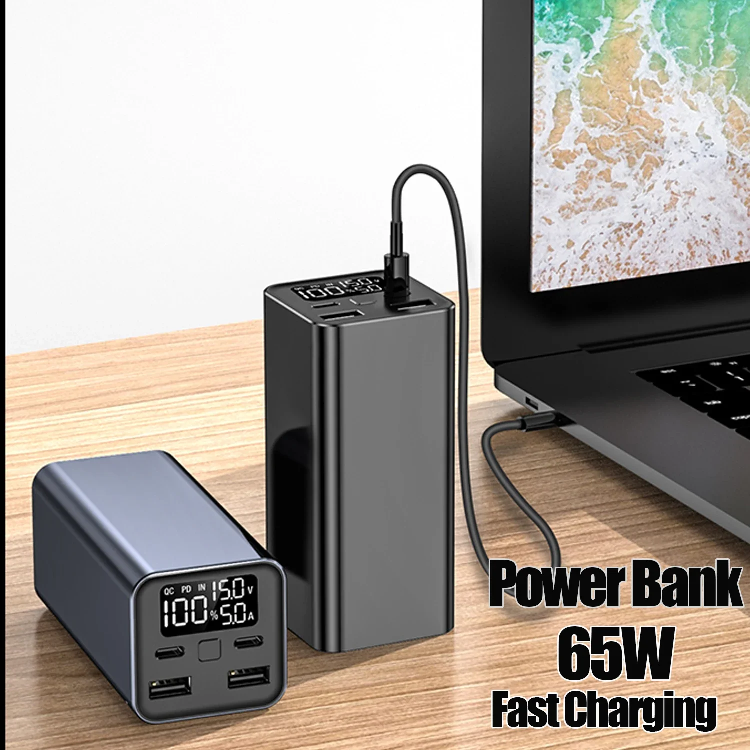 

PD 65W Fast Charging 20000mAh Power Bank Type C Powerbank External Battery Charger For Smartphone Laptop Tablet iPhone Xiaomi