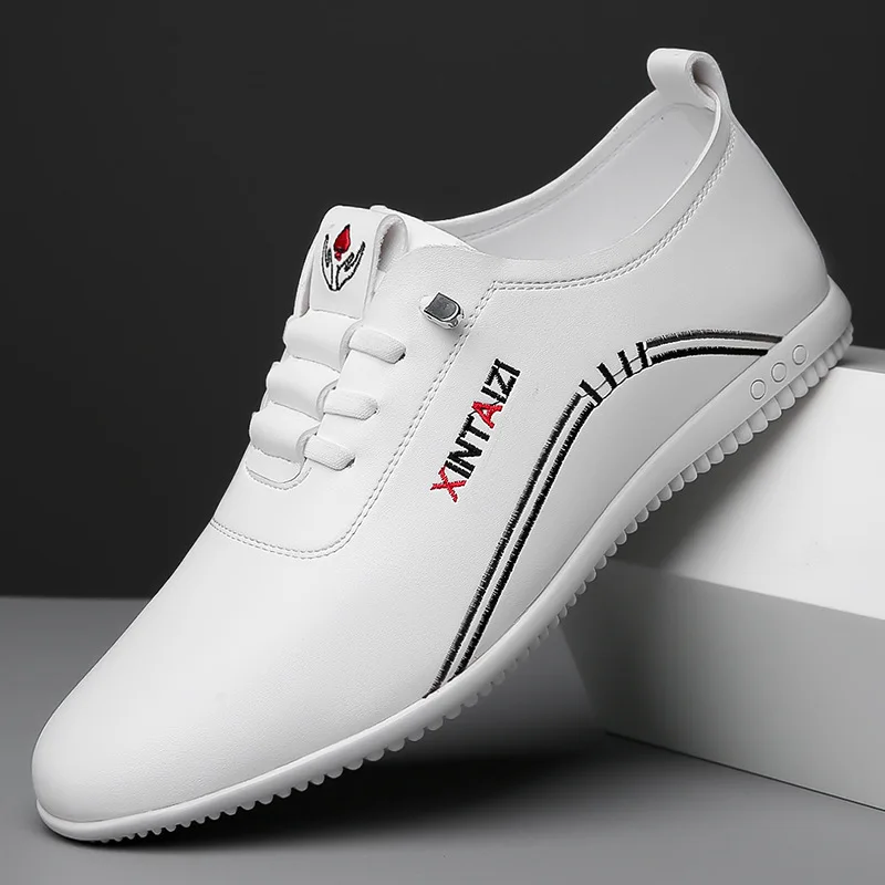 2024 casual men leather shoes Versatile Business White footwear Fashion anti slip comfortable loafers male new lightweight flat