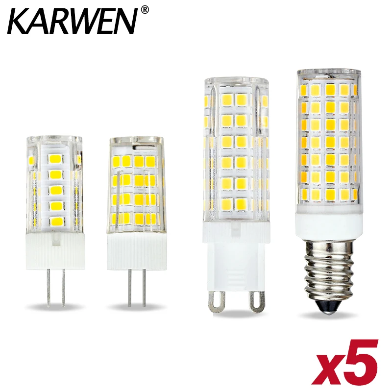 

5pcs/lot G4 G9 E14 LED Bulb 3W 5W 7W 9W LED Lamp AC 220V LED Corn Bulb SMD2835 Replace 30W 40W 60W Halogen Chandelier Light