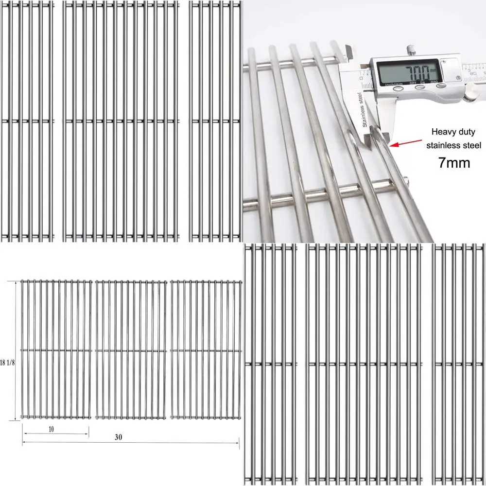 

3 упаковки решеток из нержавеющей стали 18,25 для газовых грилей Charbroil — запасные части 463224912, 463231711, 463247209, 463247