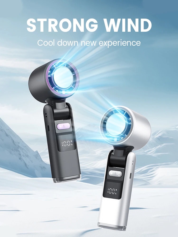 Mini ventilador Turbo portátil plegable con compresa de hielo, 4000mAh, recargable por USB, 100 velocidades, ventiladores de refrigeración de hielo para exteriores