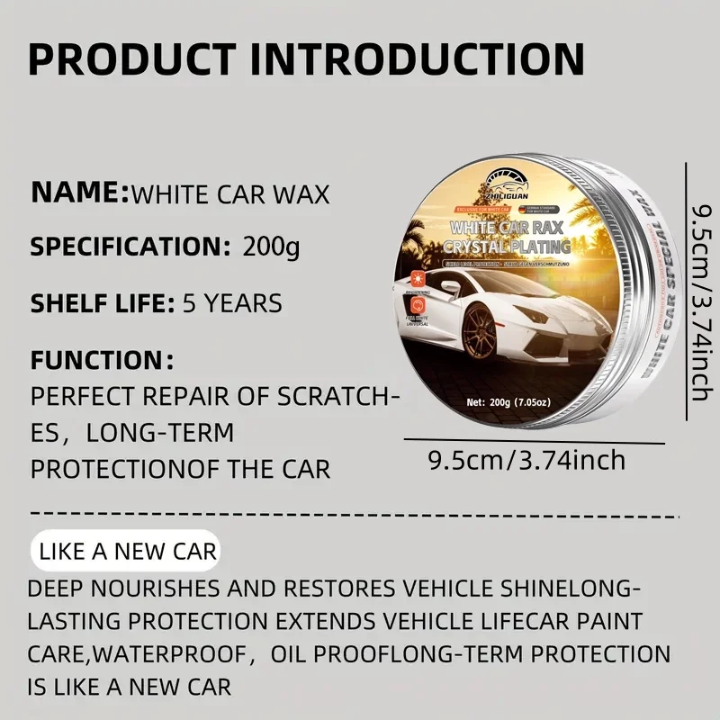 7.05oz white car polishing wax kit, paint maintenance scratch repair decontamination new car coating car care car paint surface