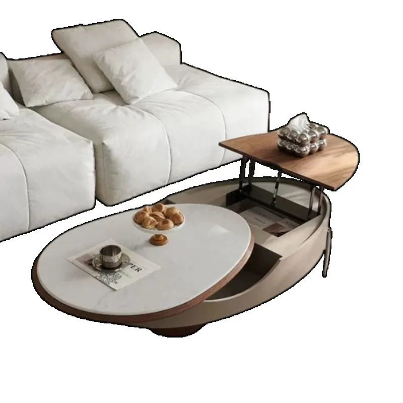 Luksusowy minimalistyczny stolik kawowy w stylu nordyckim, wielofunkcyjny zestaw ozdobny, estetyczny włoski mebel do salonu.