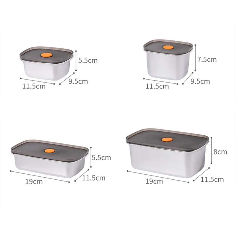 Refrigerator Sealed Food Containers Fresh-keeping Box Refrigerator Rectangular 304 Vacuum Food Sealed Lunch Box Storage Box New