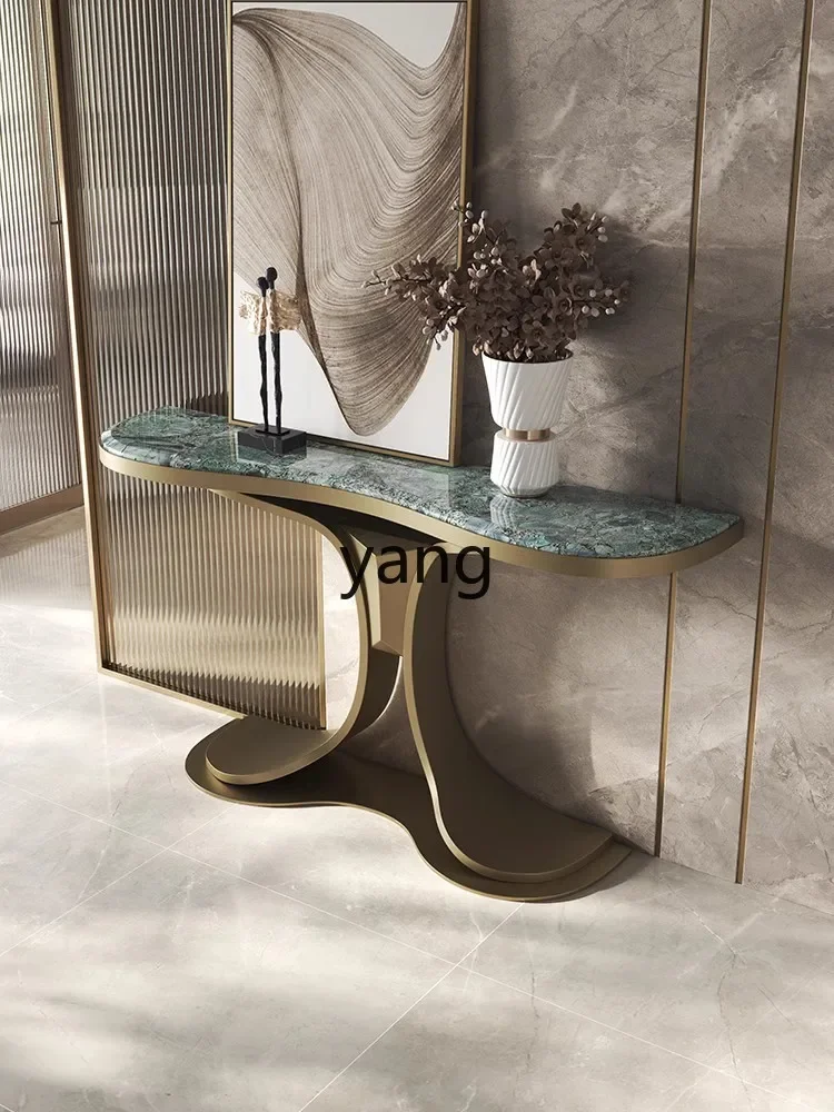 L'm'm Super Narrow High Sense Living Room Natural Luxury Stone Stainless Steel Marble Console Tables