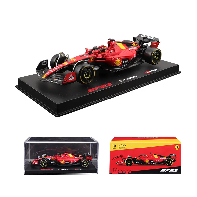 Bburago 1:43 Ferarri SF23 Monza Las Vgas 16 Leclerc 55 Sainz Die Cast Vehicles Cars Model Toys Racing Collectible