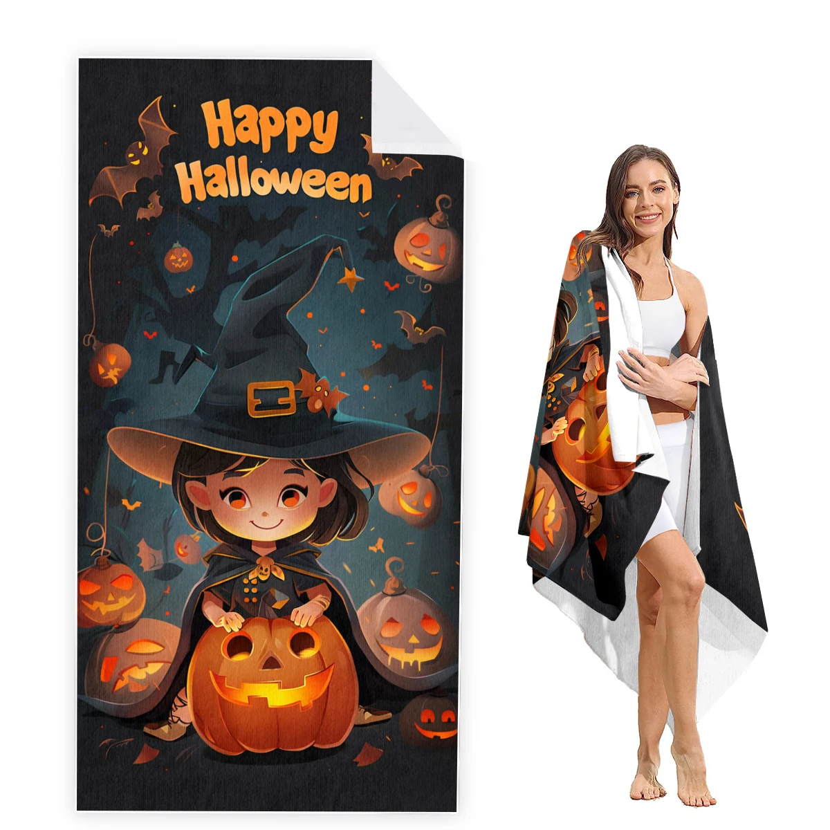 

Hallowmas Beach Towel Oversized, Super Absorbent Sand Free Thick Microfiber Beach Towel,Beach Towels for Kids,Men,Women