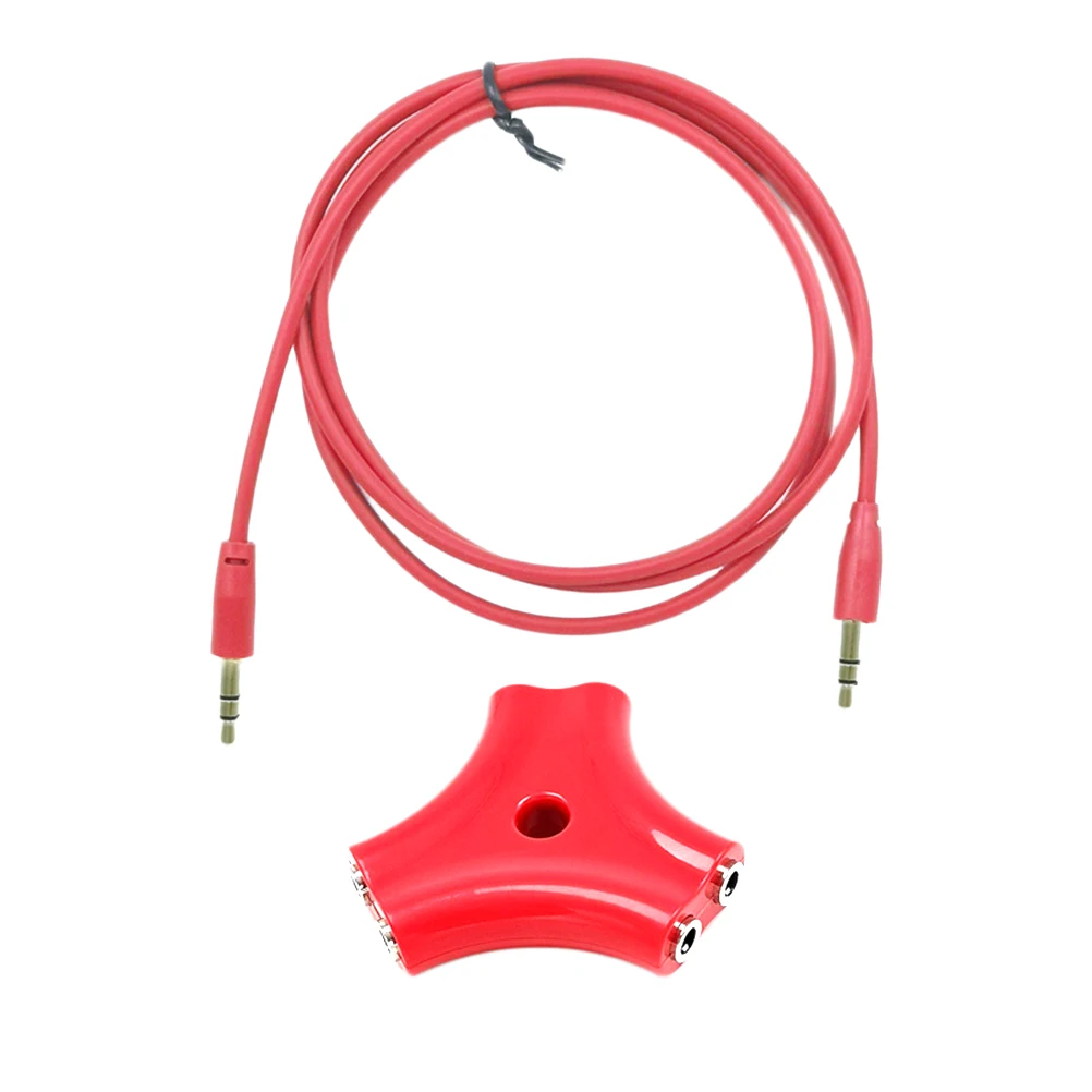 

1 To 5 3.5mm Headset Audio Signal Splitter Practical Earphone Splitter With 1 Meter Size Audio Signal Cable Red