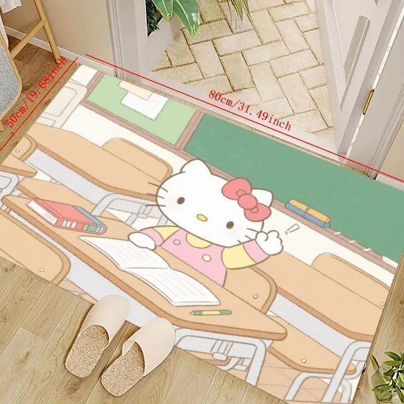 

1 шт. милый коврик Hello Kitty для классной школы, нескользящий коврик для двери с персонажем Kawaii Anime Sanrio для гостиной B