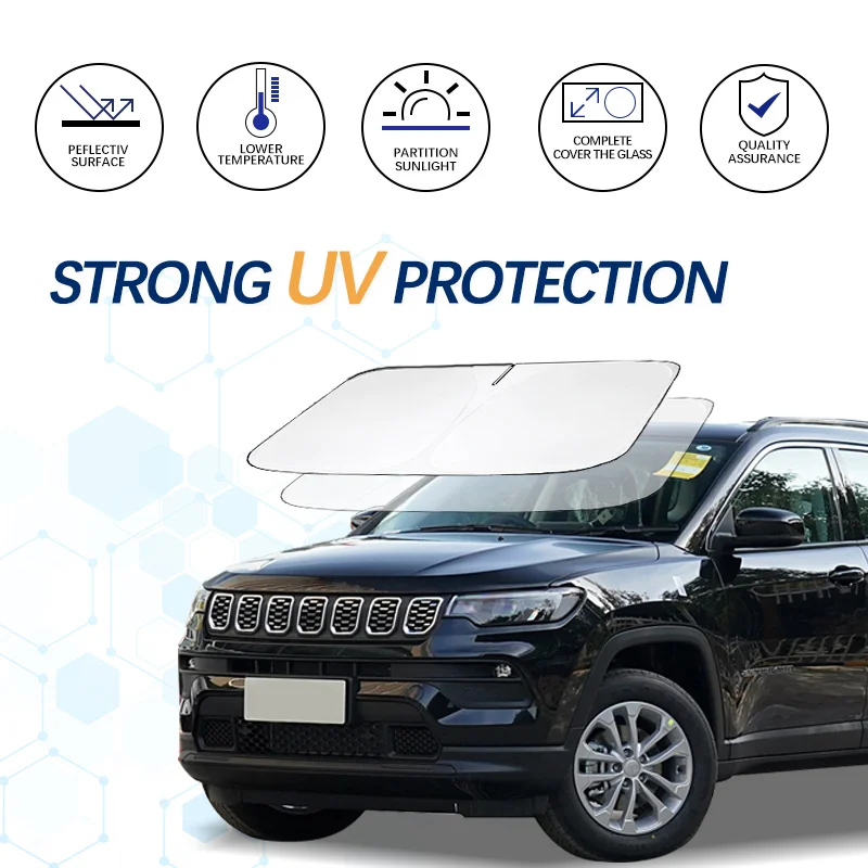 

Car Windshield Sun Shade For jeep Compass Sunshade Summer Visor Protector Foldable Blocks UV Rays Protection Accessorie