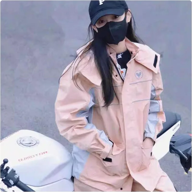 DUHAN Motorcycle Riding Raincoat Split Set Rider Raincoat Waterproof Rainstorm Proof Motorcycle Rainpants Reflective Safety TPU