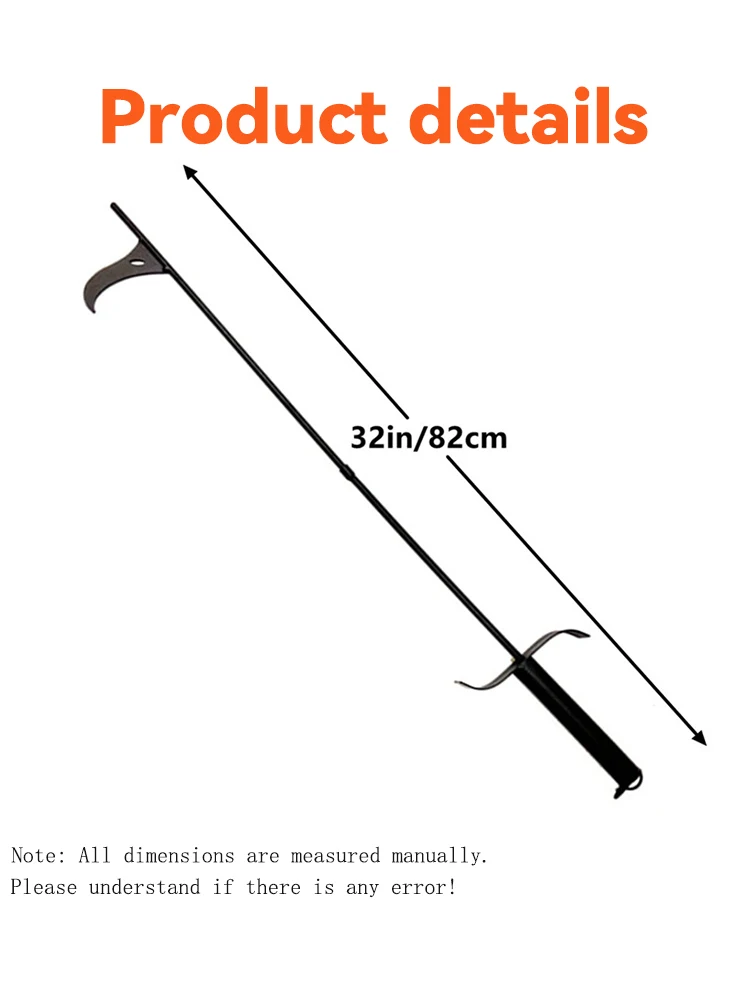 Strumento per camino da poker da 1 pezzo con manico ergonomico in legno, poker da fuoco pieghevole in 2 parti