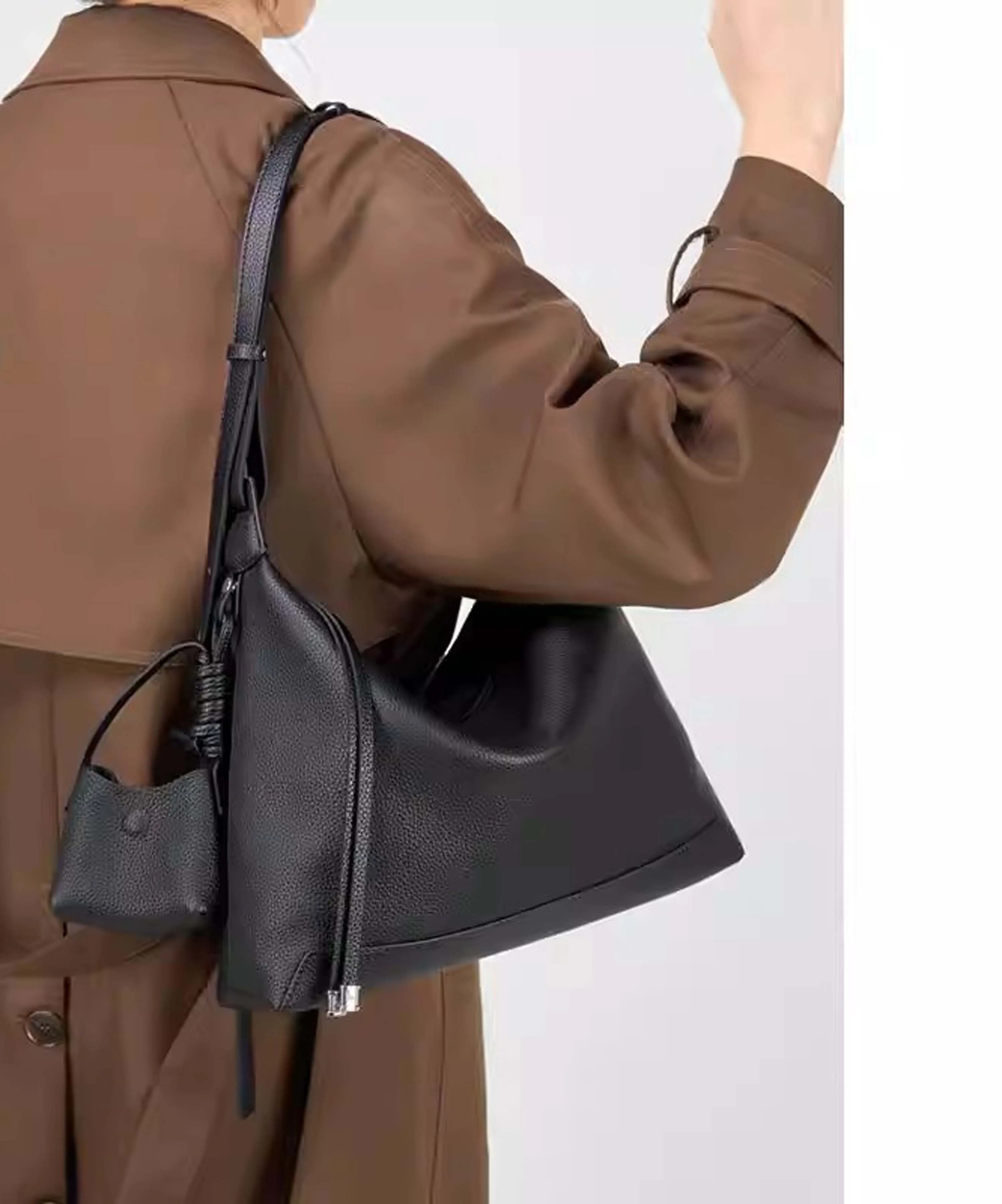 

First-Layer Cowhide Tote Bag for Women, Large Capacity Kite-Style Hobo Bag, Commuter Shoulder Crossbody Bag