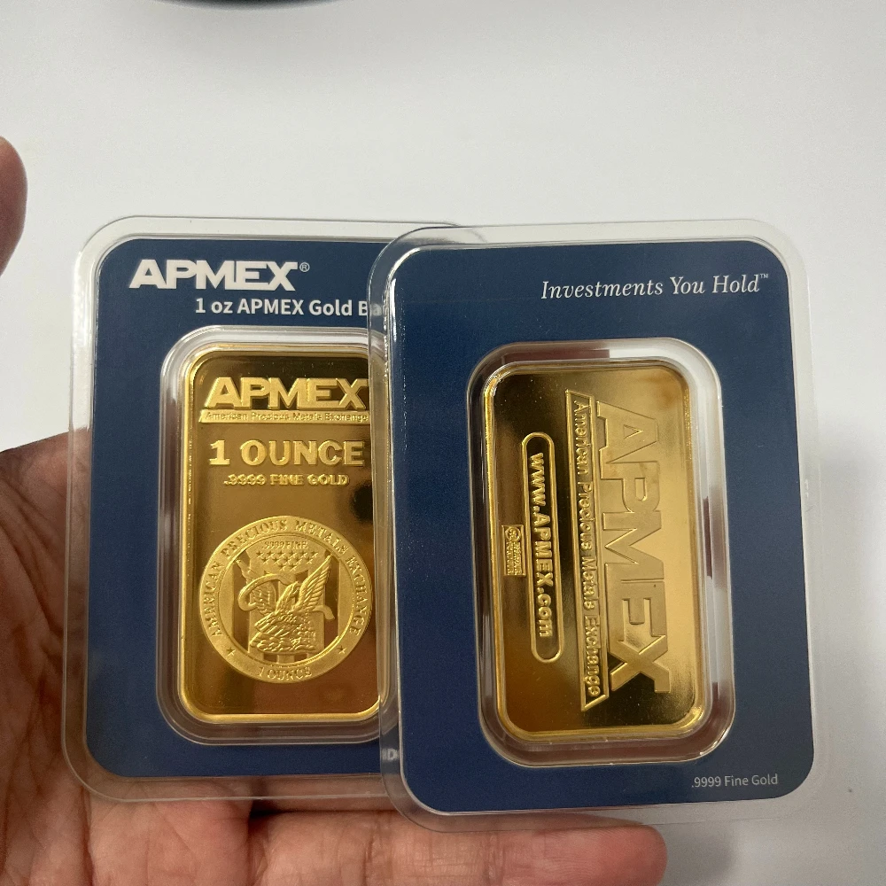APM Gold Plated Bar Commemorative Souvenir Bullion Style Collectible Gift with Case Unique Serial Number Non Magnetic