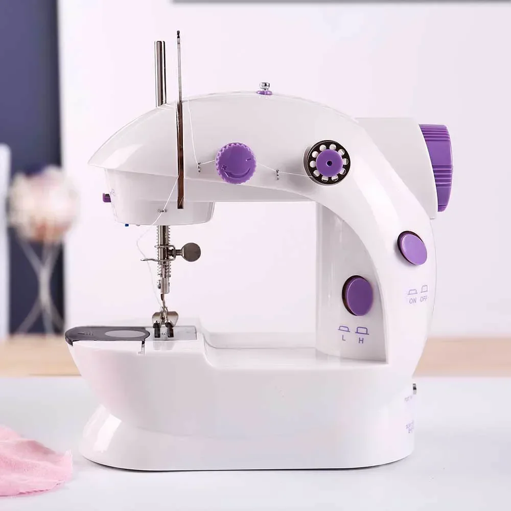 

Mini Electric Sewing Machine Home Small Double Speed Household Portable Night Light Foot Pedal Straight Two Thread Beginner Kit