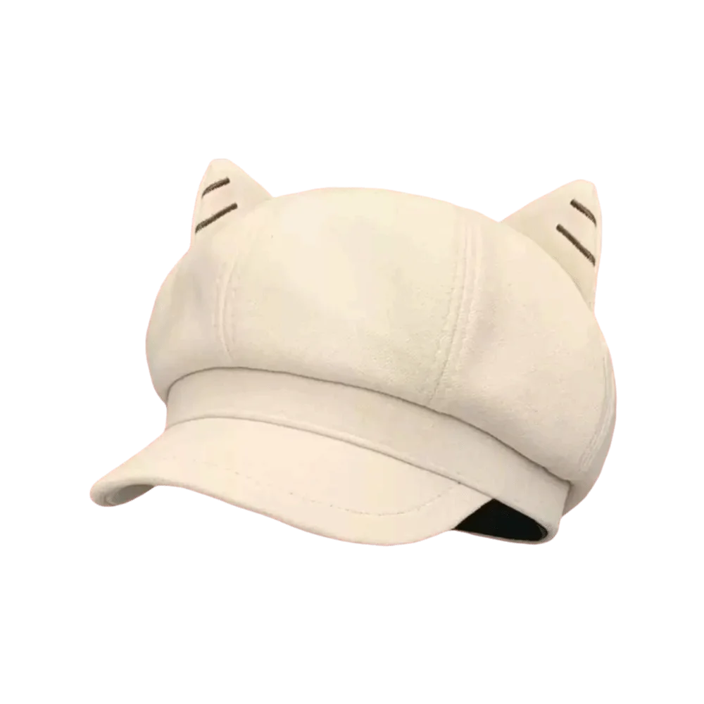 

Comfortable Solid Color Cat Ear Hat Y2K Japanese Style British Beret Hat Woolen Adjustment Octagonal Cap Painter