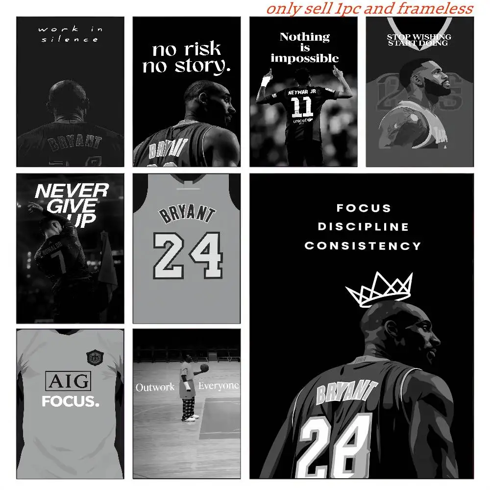 Athlete Inspirational Quotation Poster Home Gym Football Basketball Prints Wall Stickers Paintings for Home Living Room Decor