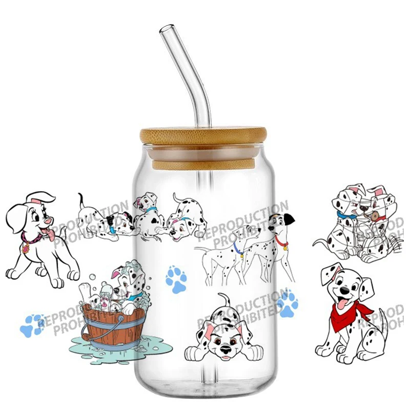 Customizable popular 101 dog design UV DTF Cup Wraps Reusable SelfAdhesive Sticker For 16oz Tumblers transfer 3D sticker