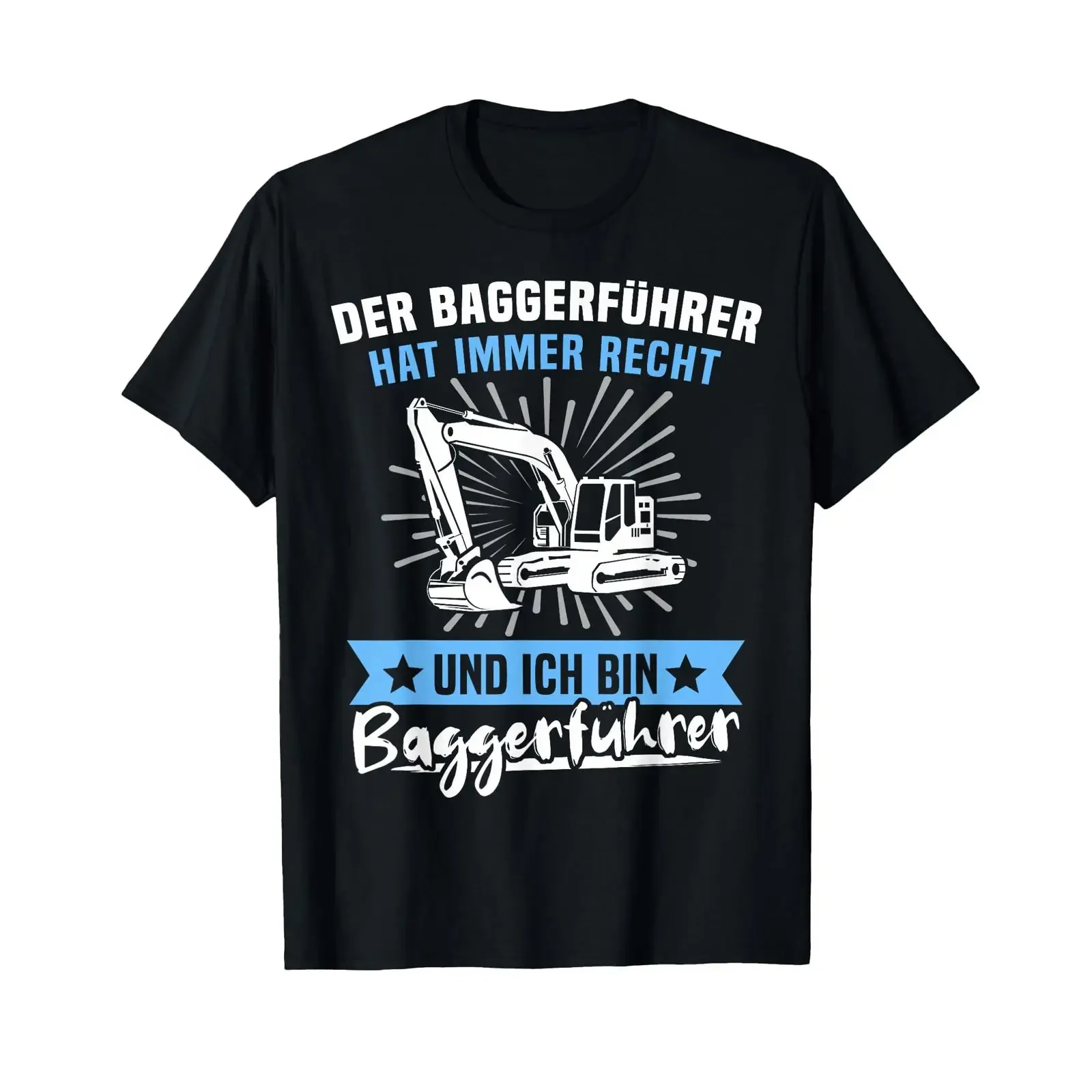 Funny Excavator Operator German Quote T Shirt Men's Black Crew Neck  Construction Worker  vintage Washed Stylish Breathable