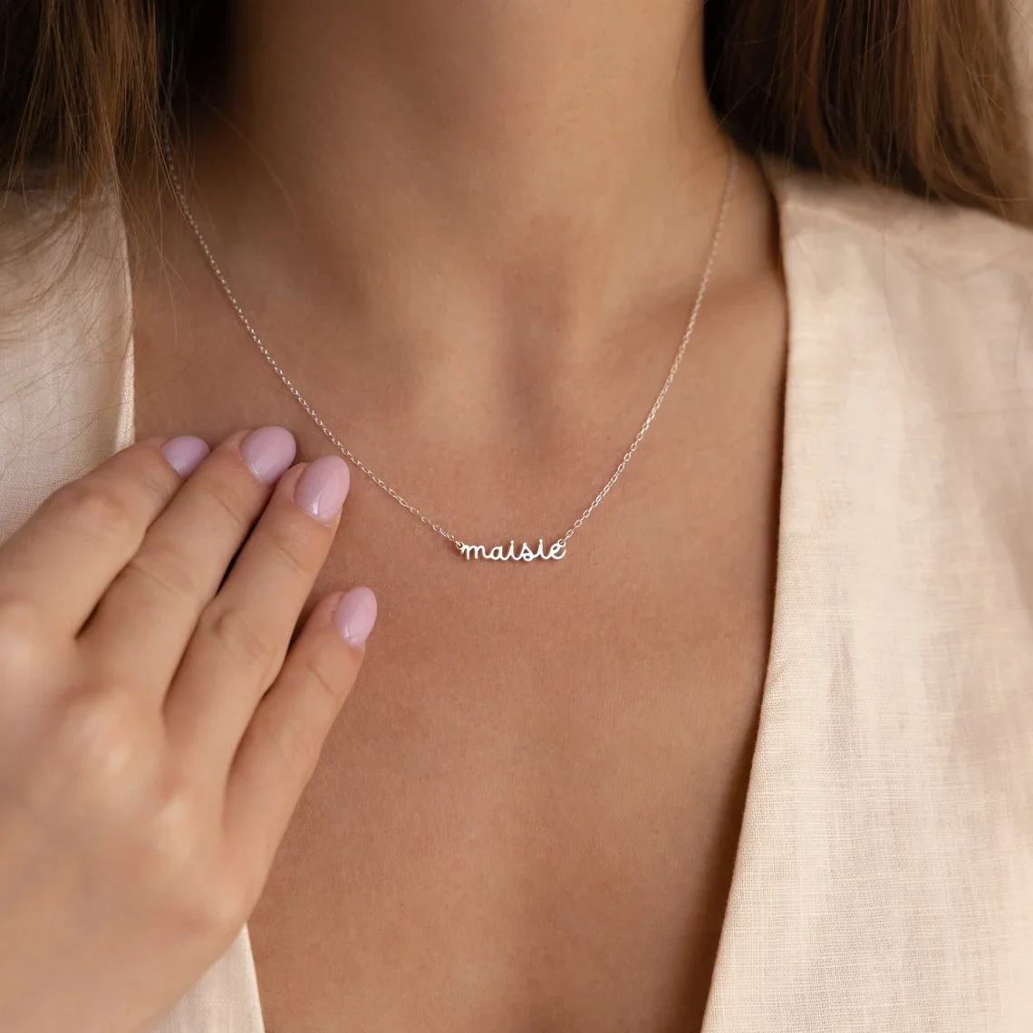 Aangepaste eenvoudige naam ketting vrouwen meisje minimalistische sieraden roestvrij staal gepersonaliseerde gouden kleur naam ketting cadeaus voor haar