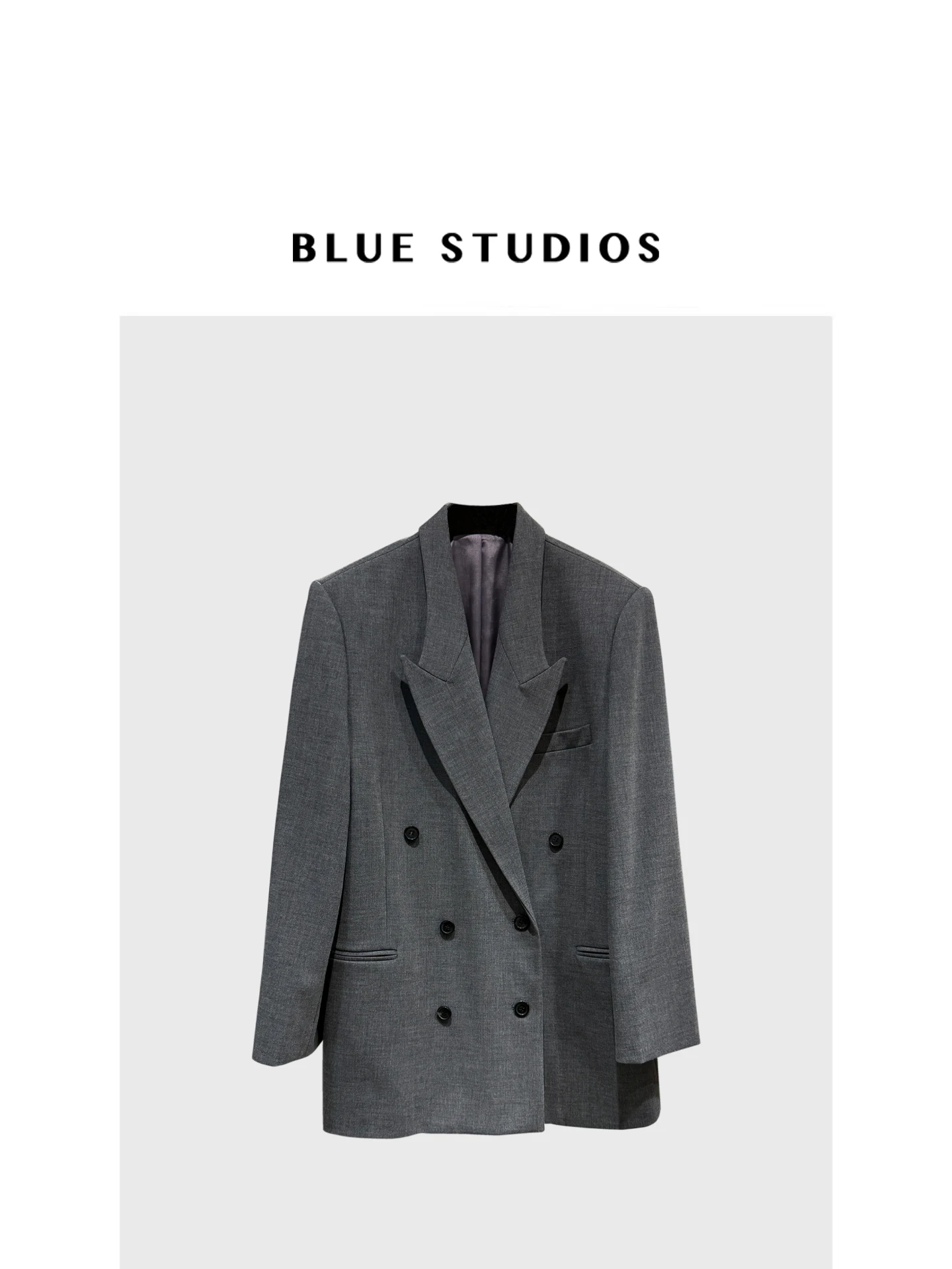 

Классический синий женский костюм-пиджак с воротником, длинными рукавами, повседневный, на двойной пуговице, в японском стиле