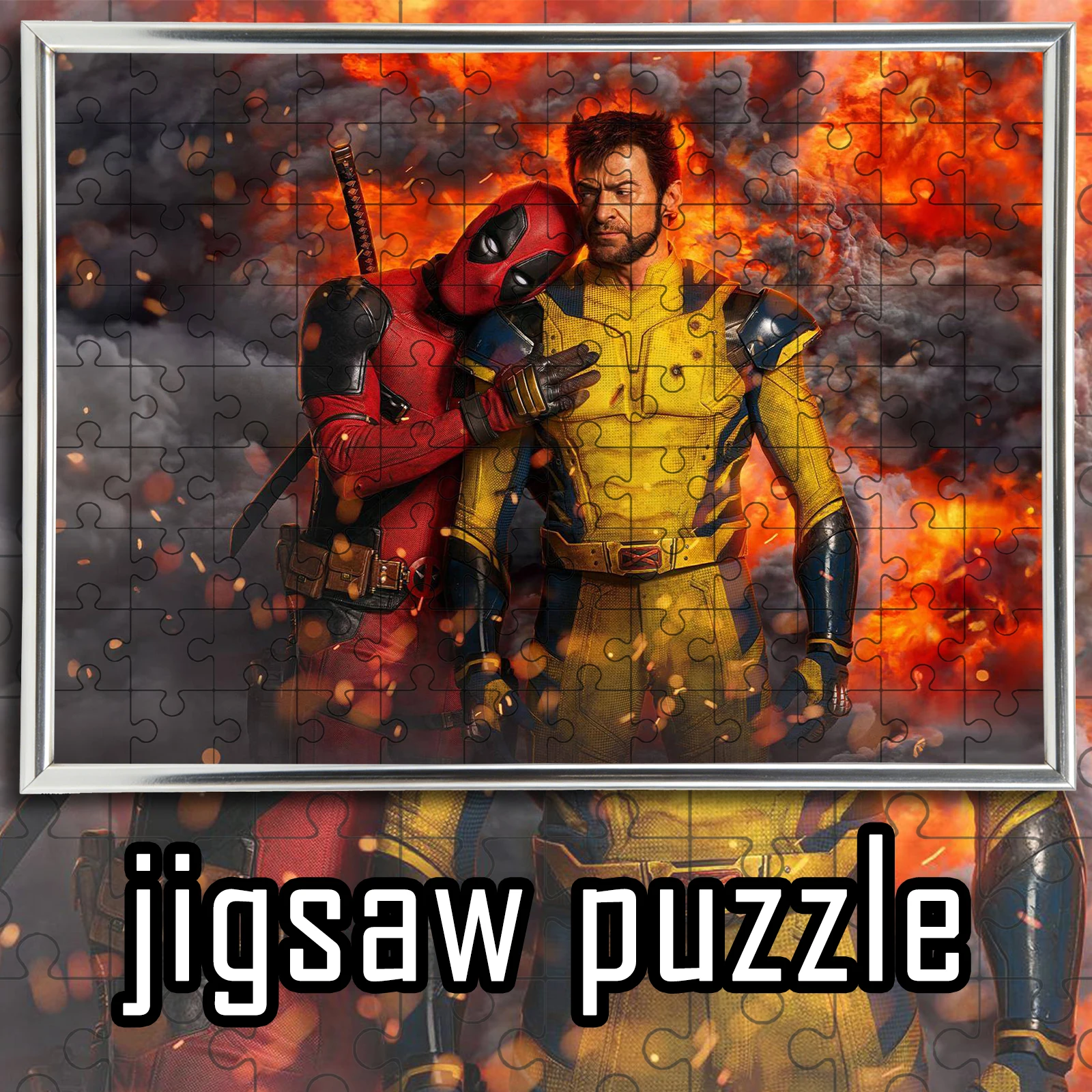 

Деревянный напольный пазл с тематикой Marvel: Дэдпул и Росомаха, 108/200/300/500/1000 элементов, для домашнего декора