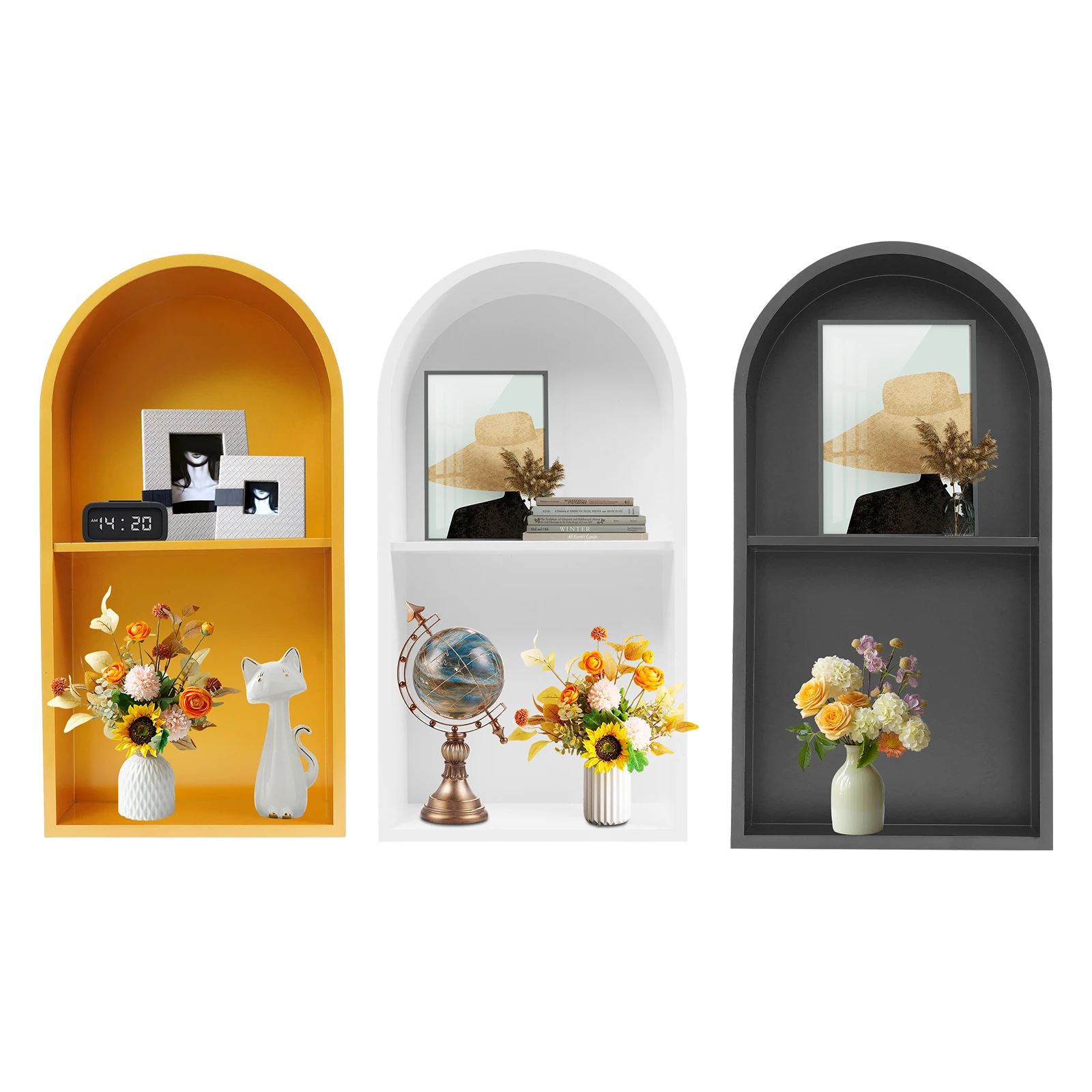 

Золотая/черная/белая 2-х ярусная арочная ниша для душа, ниша из нержавеющей стали 304, встраиваемая настенная ниша для ванных комнат 12*3,94*24 дюйма