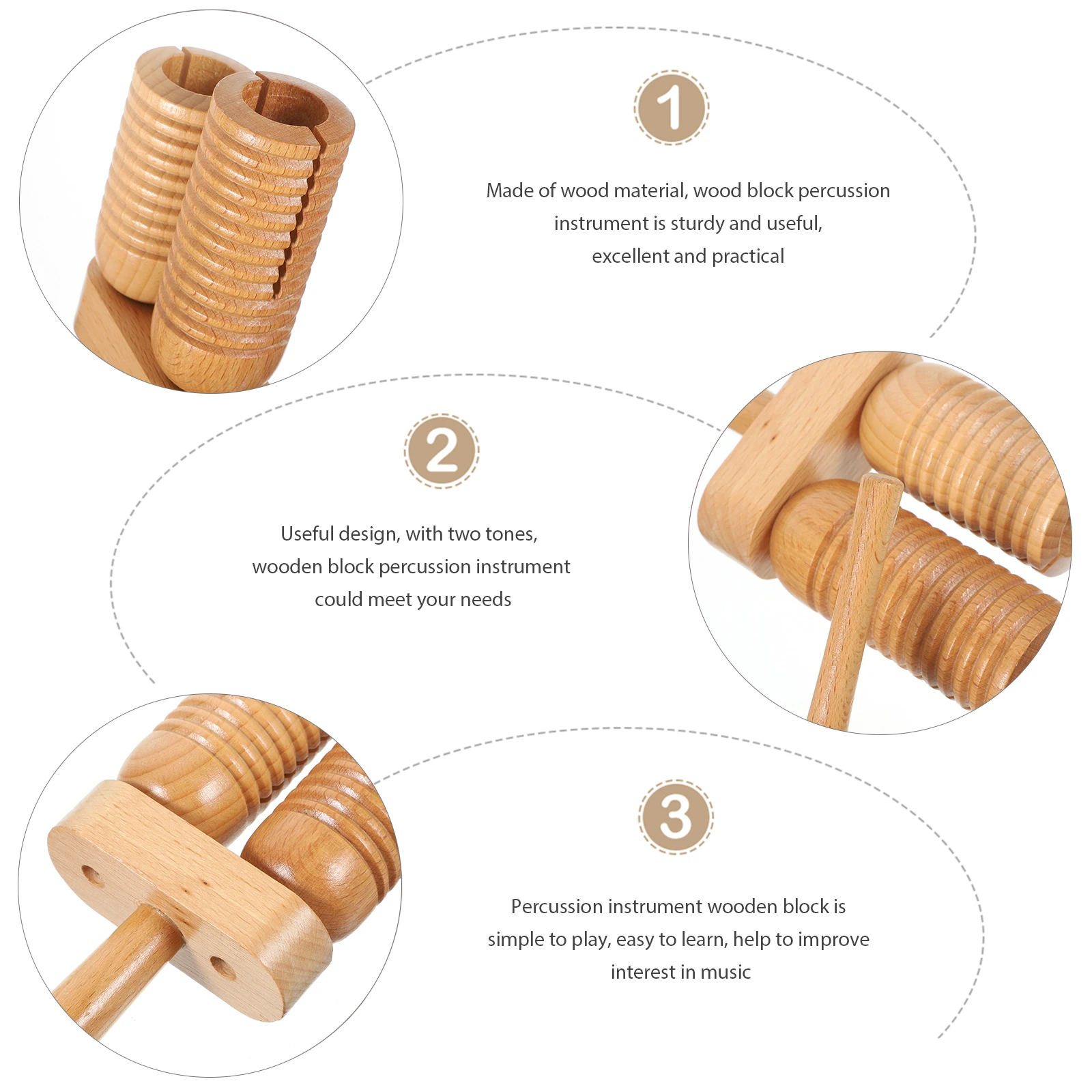 

Percussion Instrument High and Low Clapper Wood Block Rhythm Sticks Wooden Primary School