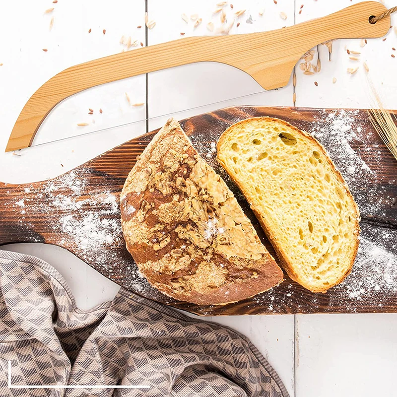 Couteau à pain en bois, trancheur, scie dentelée en acier inoxydable de qualité supérieure, coupe-pain pour pain fait maison, Bagels, Baguettes