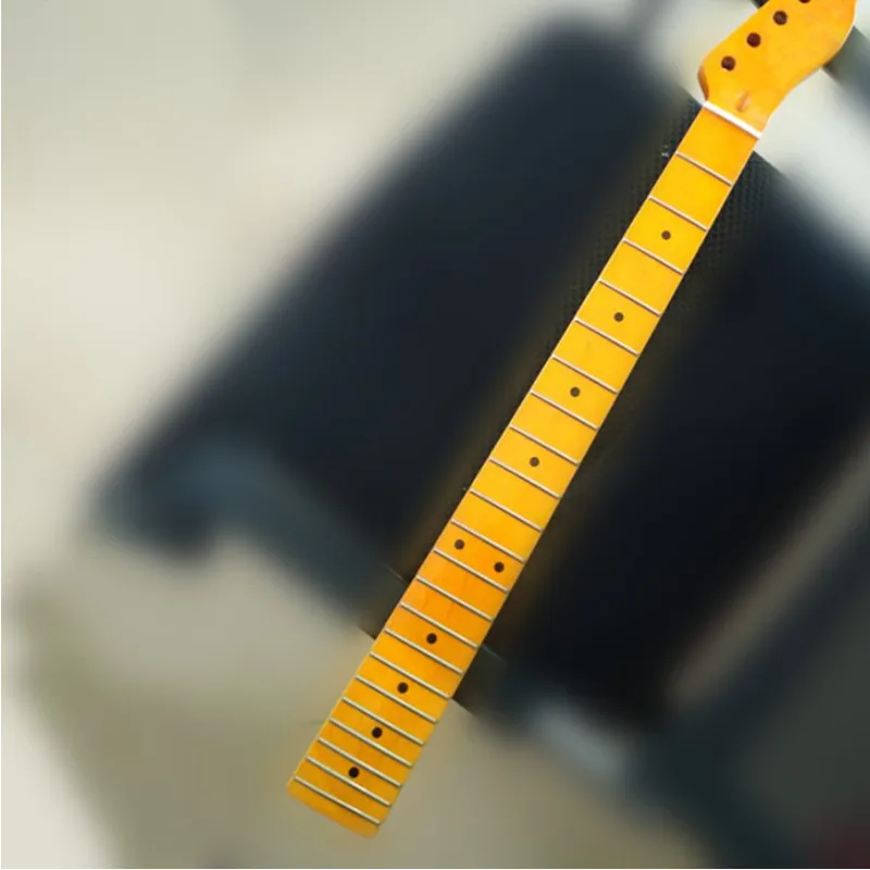 E-Gitarrenhals, 22 Bünde, Ahorngriffbrett, gelb, glänzend, Gitarrenhals, Teile, Zubehör – Detail 1