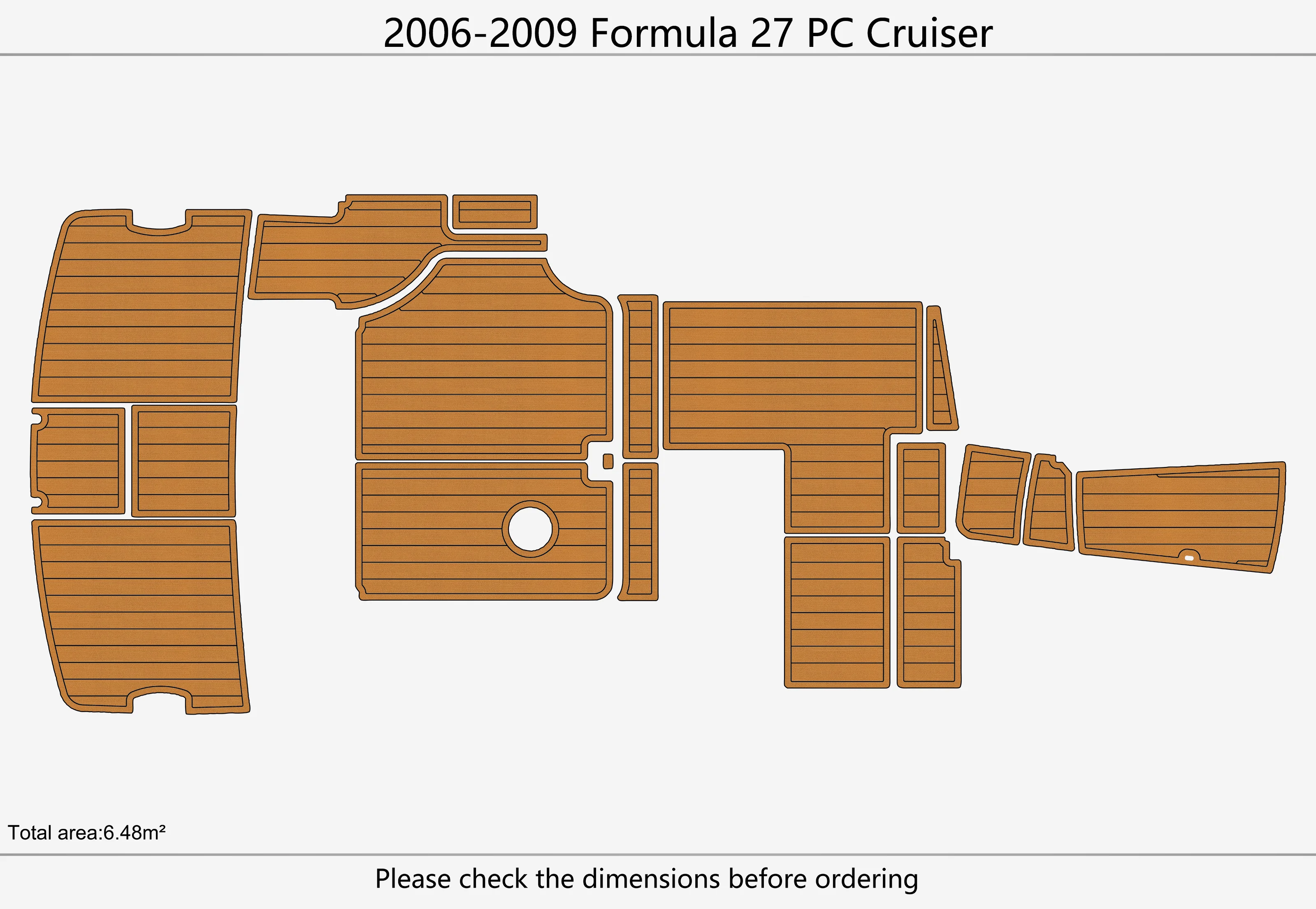 Eva foam Fuax teak seadek marine floor For 2006-2009 Formula 27 PC Cruiser Cockpit Swim platform 1/4