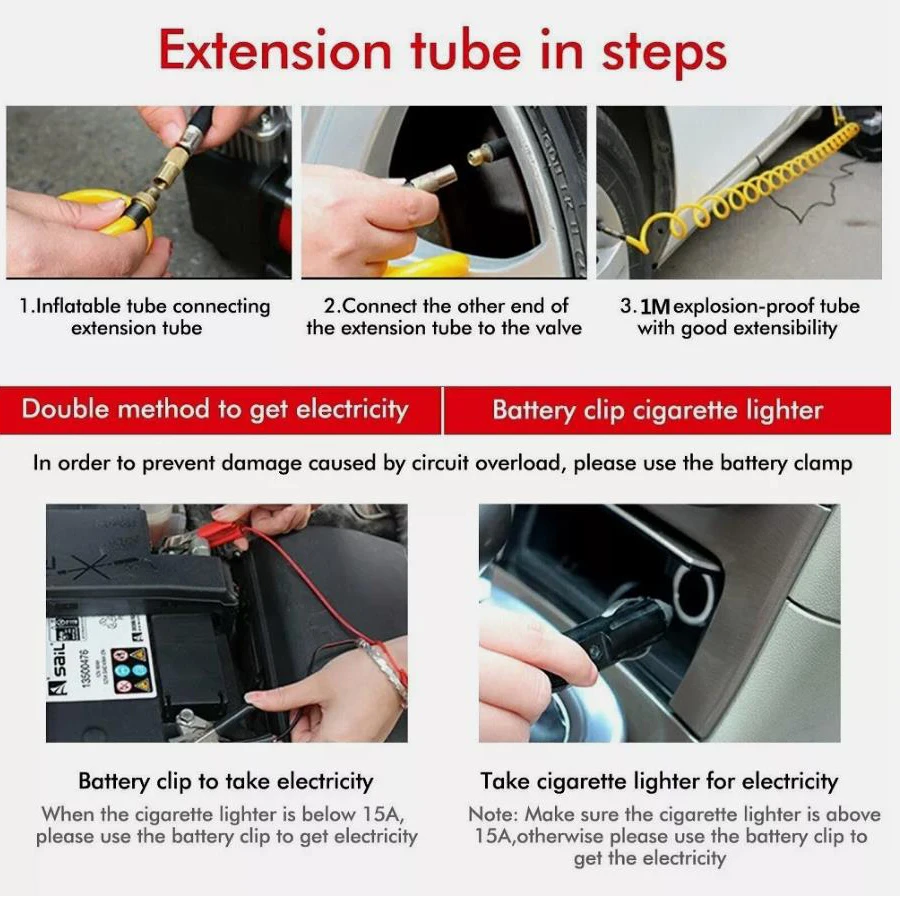 Newly 150PSI Heavy Duty Electric Car Tyre Inflator 12V Portable Air Compressor Pump for Suv Car Van Bike Mortor view 6