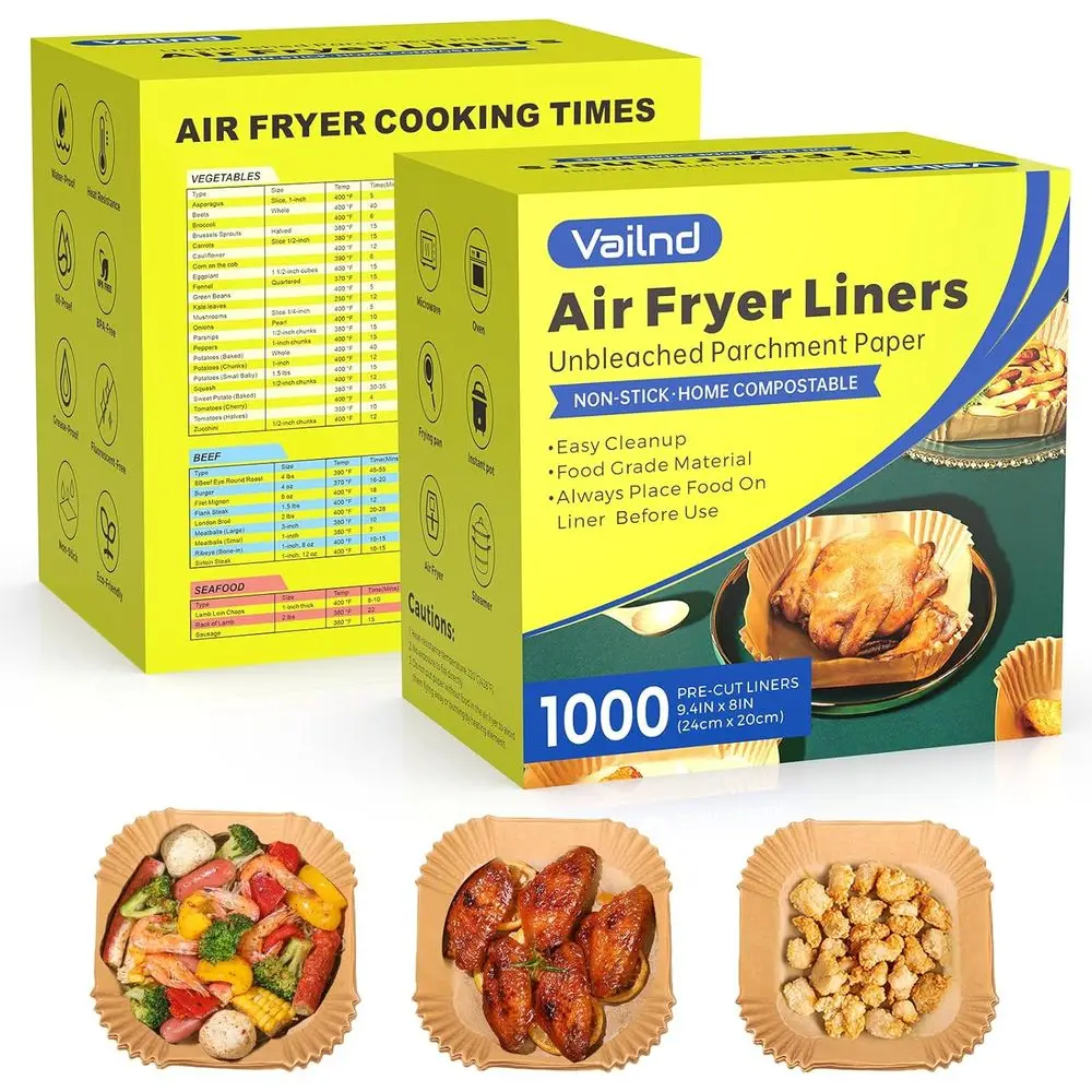 

1000 Pcs Air ryer Paper Liners, 8" Square Air ryer Liners Disposable, Heavy-Duty Parchment Paper or 5-8 qt Airryer Basket, Non-S