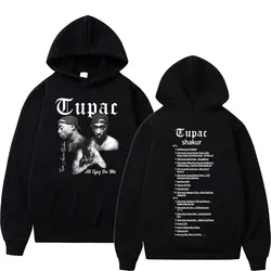 Retro Rapper Tupac 2pac Hoodie Hip Hop Pria Hoodie Pullover Ukuran Besar Atasan Hoodie Hitam Pria Wanita Sweatshirt