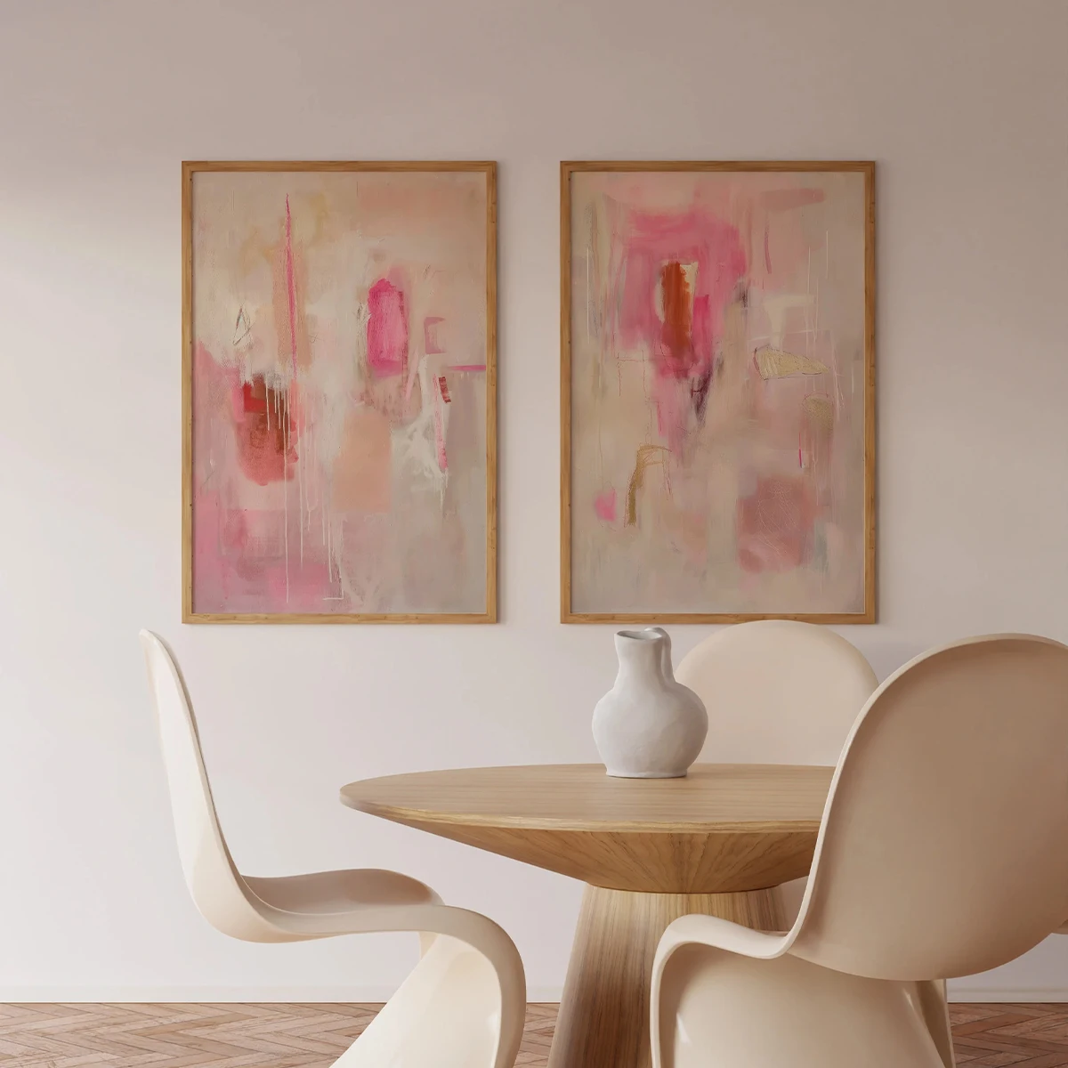 2pcs/set Neutral Pink and Beige Abstract Canvas Print Poster Modern Minimalist Art Living Room,bedroom Home Decor Poster Gifts