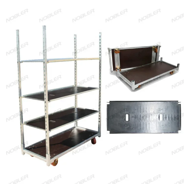 Flower display rack Greenhouse Metal Steel Flower Plant Transport Steel Stand Rack four Wheels Greenhouse Danish Trolley