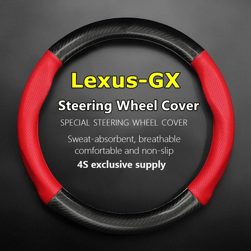 No Smell Thin For Lexus GX Steering Wheel Cover Genuine Leather Carbon Fiber Fit GX470 GX400 2004 2010 2012 2014 2015